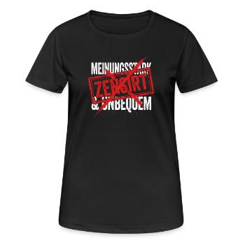opinionated - Women's Breathable T-Shirt - black - Front - AI Model Female 172 light (172cm)