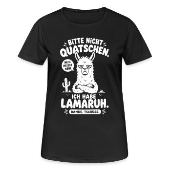 Bitte Nicht Quatschen Ich Habe Lamaruh - Frauen T-Shirt atmungsaktiv - Schwarz - Vorne - AI Model Female 172 light (172cm)