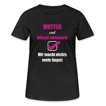 Bitcoin Mom Mutter BTC Crypto Cryptowährung Coin - Frauen T-Shirt atmungsaktiv - Schwarz - Vorne - AI Model Female 172 light (172cm)