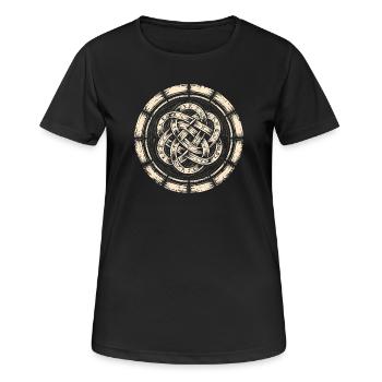 Norse Runes Schild-Patch | Wikingerwappen - Frauen T-Shirt atmungsaktiv - Schwarz - Vorne - AI Model Female 172 light (172cm)