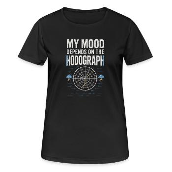 Mood according to Hodograph | Thunderstorm forecast - Women's Breathable T-Shirt - black - Front - AI Model Female 172 light (172cm)