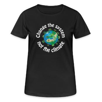 Changer le système, pas le climat - T-shirt respirant Femme - noir - Devant - AI Model Female 172 light (172cm)