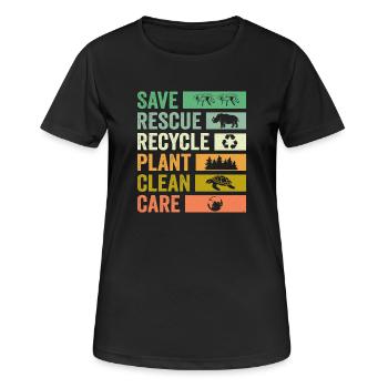 Héros environnementaux : sauver les secours Recycler les plantes nettoyées - T-shirt respirant Femme - noir - Devant - AI Model Female 172 light (172cm)