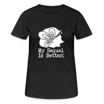Point-virgule : ma suite est meilleure, point-virgule - T-shirt respirant Femme - noir - Devant - AI Model Female 172 light (172cm)