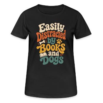 Leicht von Büchern und Hunden abgelenkt - Frauen T-Shirt atmungsaktiv - Schwarz - Vorne - AI Model Female 172 light (172cm)