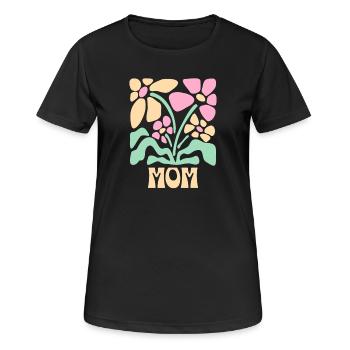 Muttertag Blumen MOM - Frauen T-Shirt atmungsaktiv - Schwarz - Vorne - AI Model Female 172 light (172cm)