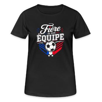 Fière de mon Équipe - Supportrice Football France - T-shirt respirant Femme - noir - Devant - AI Model Female 172 light (172cm)