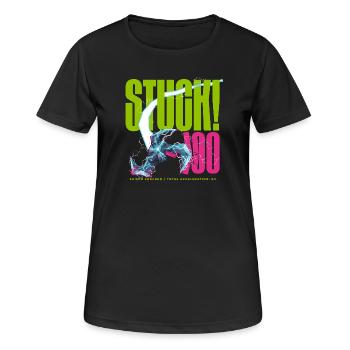 COINCÉ ! Bouclier 100 fissuré - T-shirt respirant Femme - noir - Devant - AI Model Female 172 light (172cm)