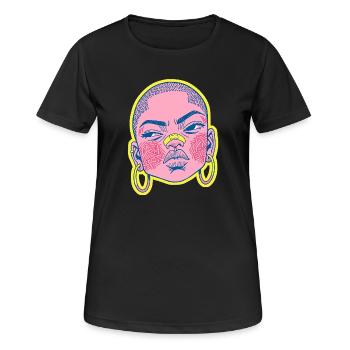 Black female portrait #9 - Frauen T-Shirt atmungsaktiv - Schwarz - Vorne - AI Model Female 172 light (172cm)