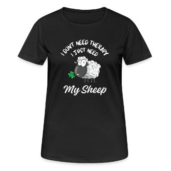 Thérapie des moutons Humour animalier - T-shirt respirant Femme - noir - Devant - AI Model Female 172 light (172cm)