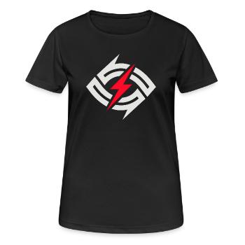Kreisblitz Kontrast - Frauen T-Shirt atmungsaktiv - Schwarz - Vorne - AI Model Female 172 light (172cm)