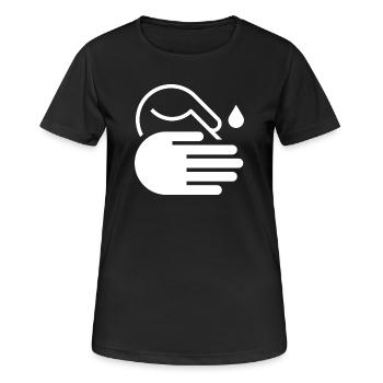 Hände waschen Icon - Frauen T-Shirt atmungsaktiv - Schwarz - Vorne - AI Model Female 172 light (172cm)