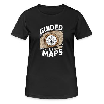 Guided By Maps Topografische Karte - Frauen T-Shirt atmungsaktiv - Schwarz - Vorne - AI Model Female 172 light (172cm)