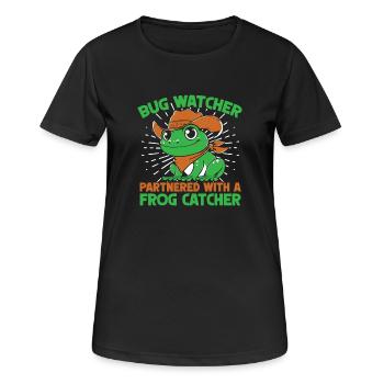 Frog Catcher Bug Watcher Partnered With Catcher - Frauen T-Shirt atmungsaktiv - Schwarz - Vorne - AI Model Female 172 light (172cm)