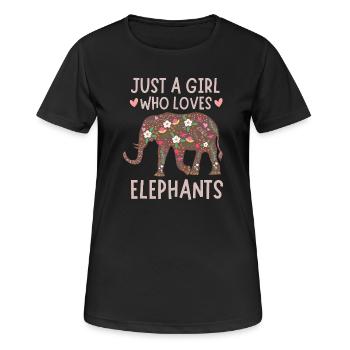 Einfach ein Mädchen, das Elefanten liebt, niedliche Tierwelt - Frauen T-Shirt atmungsaktiv - Schwarz - Vorne - AI Model Female 172 light (172cm)