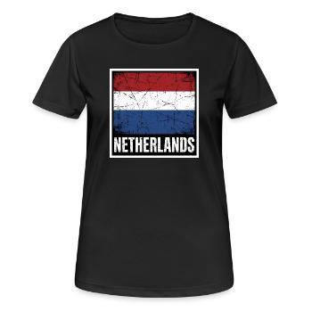 Dutch Flag | Vintage Made In The Netherlands Gift  - T-shirt respirant Femme - noir - Devant - AI Model Female 172 light (172cm)