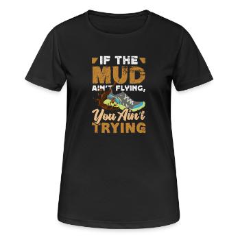 Girl on muddy obstacle course - Women's Breathable T-Shirt - black - Front - AI Model Female 172 light (172cm)