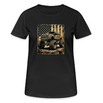 Monster Truck in US Camo Style - Women's Breathable T-Shirt - black - Front - AI Model Female 172 light (172cm)
