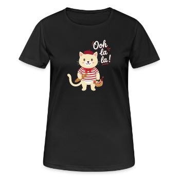 Süße Französische Katze Ooh La La Paris - Frauen T-Shirt atmungsaktiv - Schwarz - Vorne - AI Model Female 172 light (172cm)