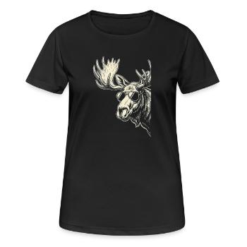 Moose mit Sonnenbrille Graphic - Frauen T-Shirt atmungsaktiv - Schwarz - Vorne - AI Model Female 172 light (172cm)