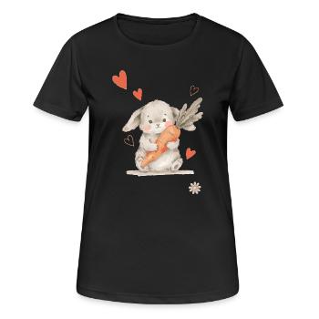 Cœurs de lapin Carotte Créatures mignonnes de la forêt - T-shirt respirant Femme - noir - Devant - AI Model Female 172 light (172cm)