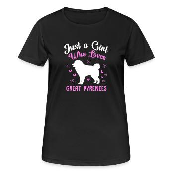 Chien des Pyrénées - T-shirt respirant Femme - noir - Devant - AI Model Female 172 light (172cm)