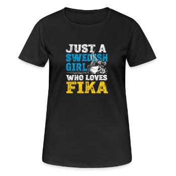 Swedish Girl Fika Club - Café scandinave mignon - T-shirt respirant Femme - noir - Devant - AI Model Female 172 light (172cm)