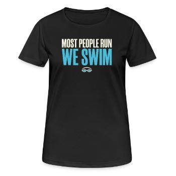 Schwimmwettkampf Schwimmmama Schwimmteam Geschenk - Frauen T-Shirt atmungsaktiv - Schwarz - Vorne - AI Model Female 172 light (172cm)