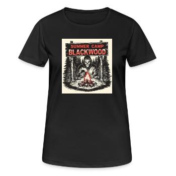 Camp Blackwood – Summer Camp Slasher - Frauen T-Shirt atmungsaktiv - Schwarz - Vorne - AI Model Female 172 light (172cm)