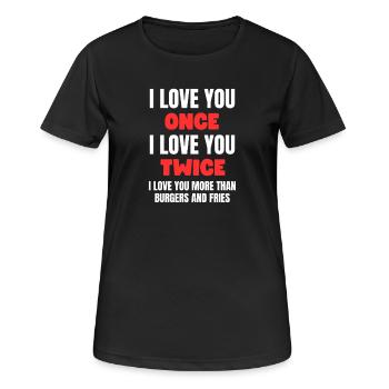 Mehr als Burger, die Pommes Frites lieben, lieben - Frauen T-Shirt atmungsaktiv - Schwarz - Vorne - AI Model Female 172 light (172cm)
