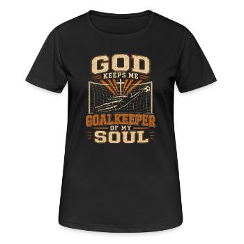 Gott Hütet Meine Seele Torwart Glaube Philipper 4 - Frauen T-Shirt atmungsaktiv - Schwarz - Vorne - AI Model Female 172 light (172cm)