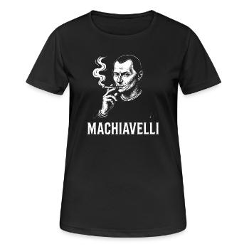 Machiavelli-Renaissance-Stratege Rauchporträt - Frauen T-Shirt atmungsaktiv - Schwarz - Vorne - AI Model Female 172 light (172cm)