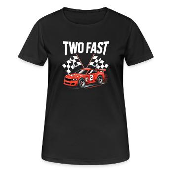 Deux 2 anniversaires Voitures de course rapides Deuxième anniversaire - T-shirt respirant Femme - noir - Devant - AI Model Female 172 light (172cm)