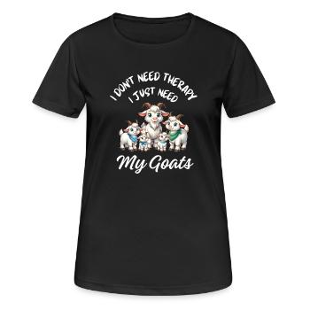 Lustiges Ziegentherapie-Bauernhoftier - Frauen T-Shirt atmungsaktiv - Schwarz - Vorne - AI Model Female 172 light (172cm)