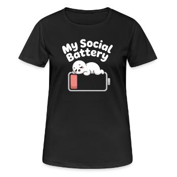 Social Battery Introvert Dead Battery Battery - Women's Breathable T-Shirt - black - Front - AI Model Female 172 light (172cm)