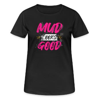 La boue est belle pour la course boueuse Schlammlauf Mud Run - T-shirt respirant Femme - noir - Devant - AI Model Female 172 light (172cm)