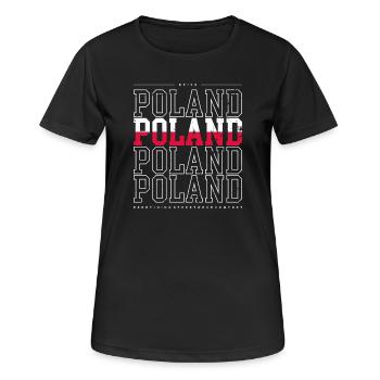 Répétition typographique du drapeau polonais - T-shirt respirant Femme - noir - Devant - AI Model Female 172 light (172cm)