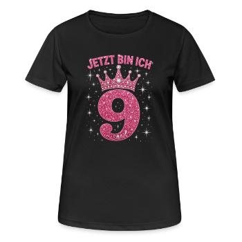  Geburtstag Jetzt bin ich 9 Jahre - Frauen T-Shirt atmungsaktiv - Schwarz - Vorne - AI Model Female 172 light (172cm)
