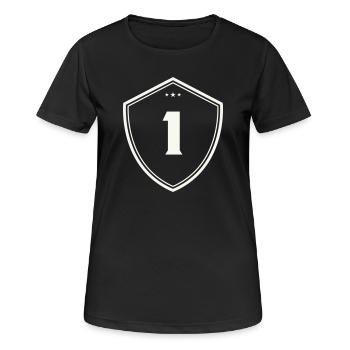 1 Schild - Frauen T-Shirt atmungsaktiv - Schwarz - Vorne - AI Model Female 172 light (172cm)