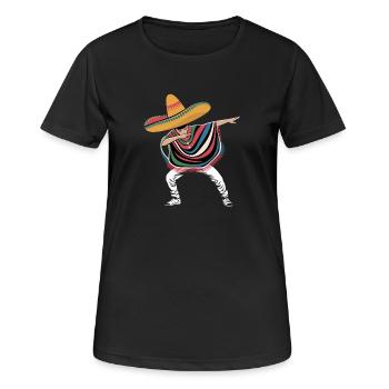 Mexikanischer Sombrero Poncho Tanz - Frauen T-Shirt atmungsaktiv - Schwarz - Vorne - AI Model Female 172 light (172cm)