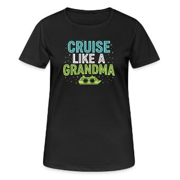 Cruising Granny, Grandma On Deck, - Women's Breathable T-Shirt - black - Front - AI Model Female 172 light (172cm)