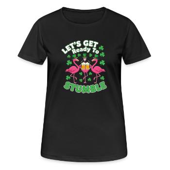 St Patricks Day Flamingos Prost - Frauen T-Shirt atmungsaktiv - Schwarz - Vorne - AI Model Female 172 light (172cm)