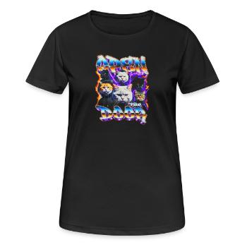 Ouvre la porte — Neon Cat Crew - T-shirt respirant Femme - noir - Devant - AI Model Female 172 light (172cm)