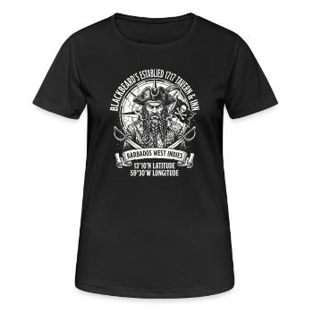 Graphique du pirate Barbe Noire à la Barbade - T-shirt respirant Femme - noir - Devant - AI Model Female 172 light (172cm)