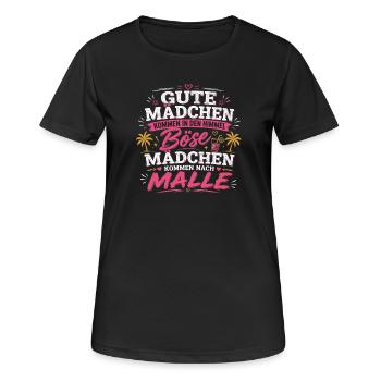 Mallorca Party Spruch Malle Damen Outfit Humor - Frauen T-Shirt atmungsaktiv - Schwarz - Vorne - AI Model Female 172 light (172cm)