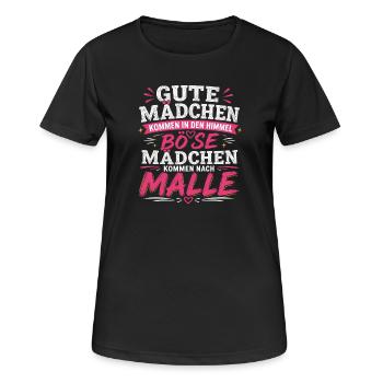 Mallorca Party Spruch Malle Damen Outfit Humor - Frauen T-Shirt atmungsaktiv - Schwarz - Vorne - AI Model Female 172 light (172cm)