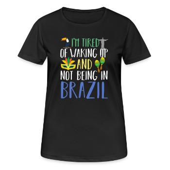 Brasilien - Frauen T-Shirt atmungsaktiv - Schwarz - Vorne - AI Model Female 172 light (172cm)