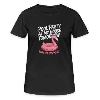 Poolparty Bring The Pool Sommer Pool Party Spruch - Frauen T-Shirt atmungsaktiv - Schwarz - Vorne - AI Model Female 172 light (172cm)