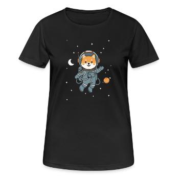 Asterroid der Shiba Inu-Astronaut – Süßer Weltraumhund - Frauen T-Shirt atmungsaktiv - Schwarz - Vorne - AI Model Female 172 light (172cm)