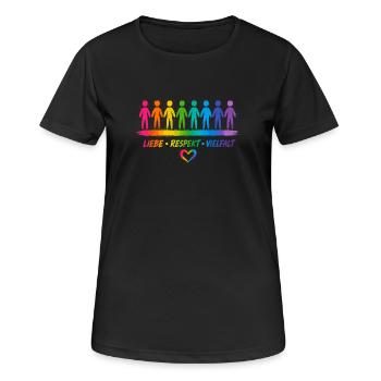 Buntes Diversity & Pride Design - Frauen T-Shirt atmungsaktiv - Schwarz - Vorne - AI Model Female 172 light (172cm)
